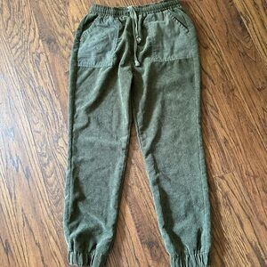 Vintage Havana Green Track Pants with Elastic Cuffs